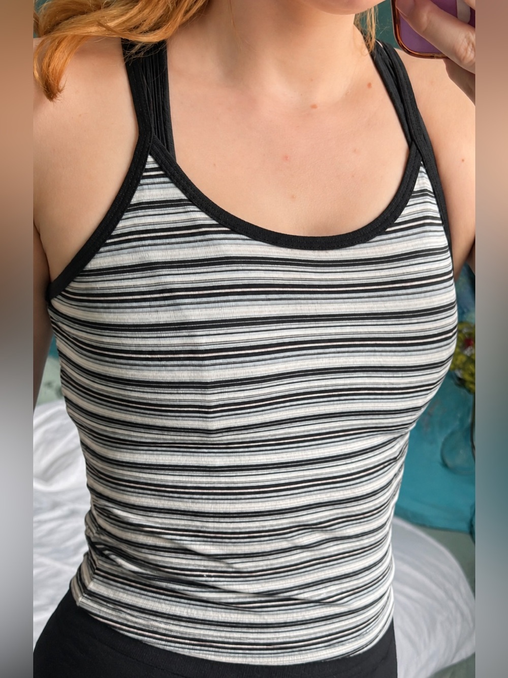 Striped Black & White Tank Top